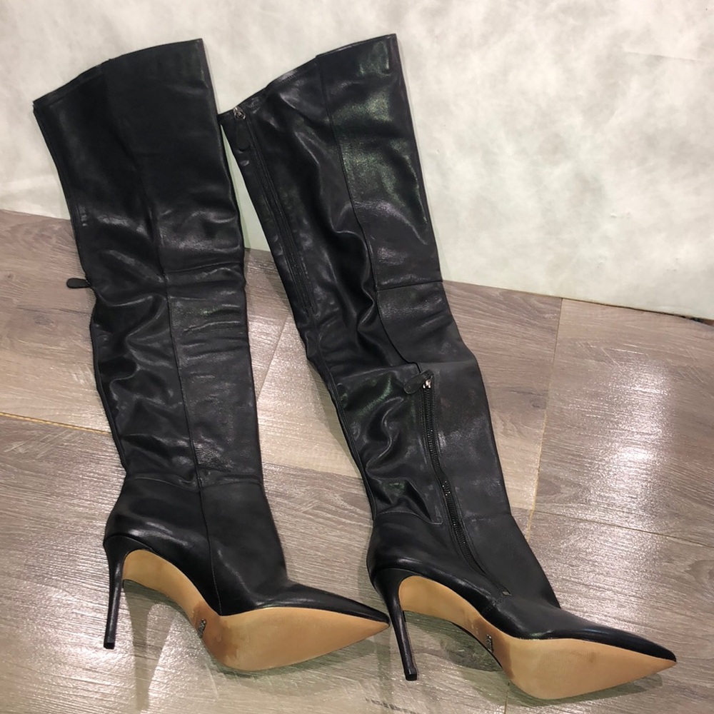 SCHUTZ Black Heeled Leather Boots with Stiletto New